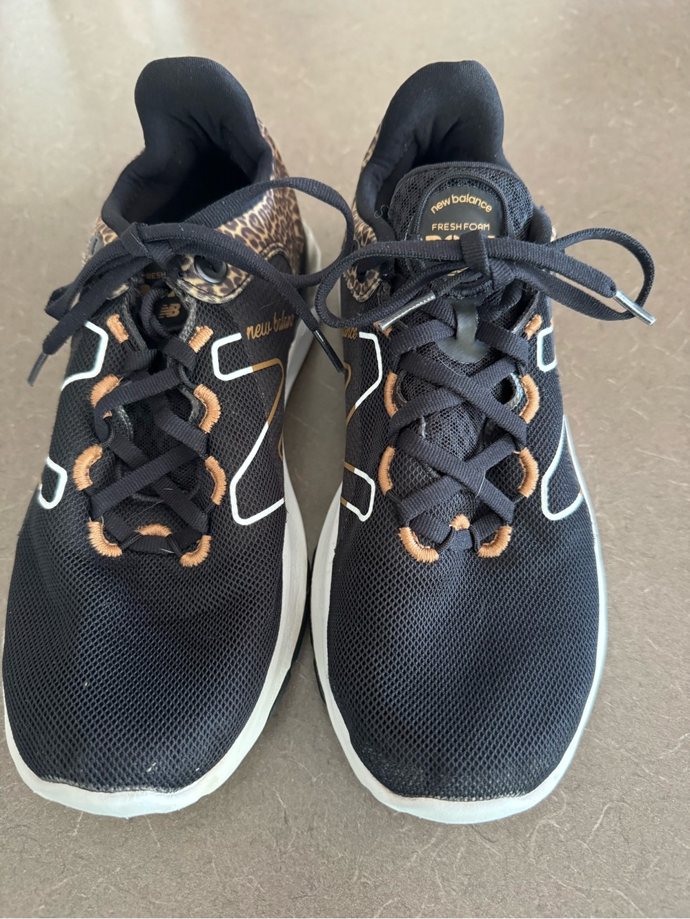 New Balance Black Sneakers with Leopard Print Accents